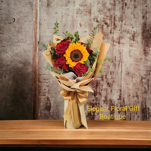 Sunflower with Red roses