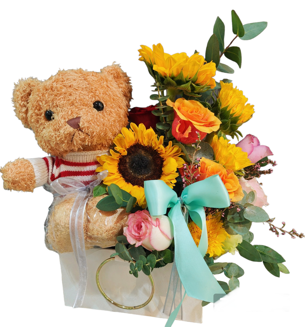 Bear with flower box