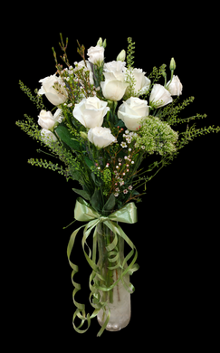 White rose with eustoma