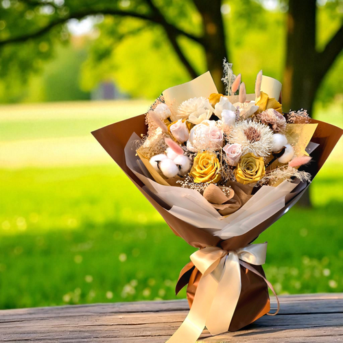 Custom make premium Preserved,soap&wood mix flower bouquet-Long lasting