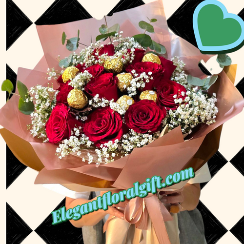 Premium roses with chocolate