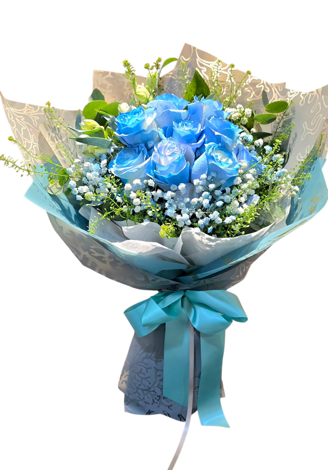 9 Blue roses classic bouquet