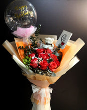 Load image into Gallery viewer, roses with ballon set - Elegant Floral Gift Boutique