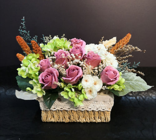 Soap flower with basket - Elegant Floral Gift Boutique