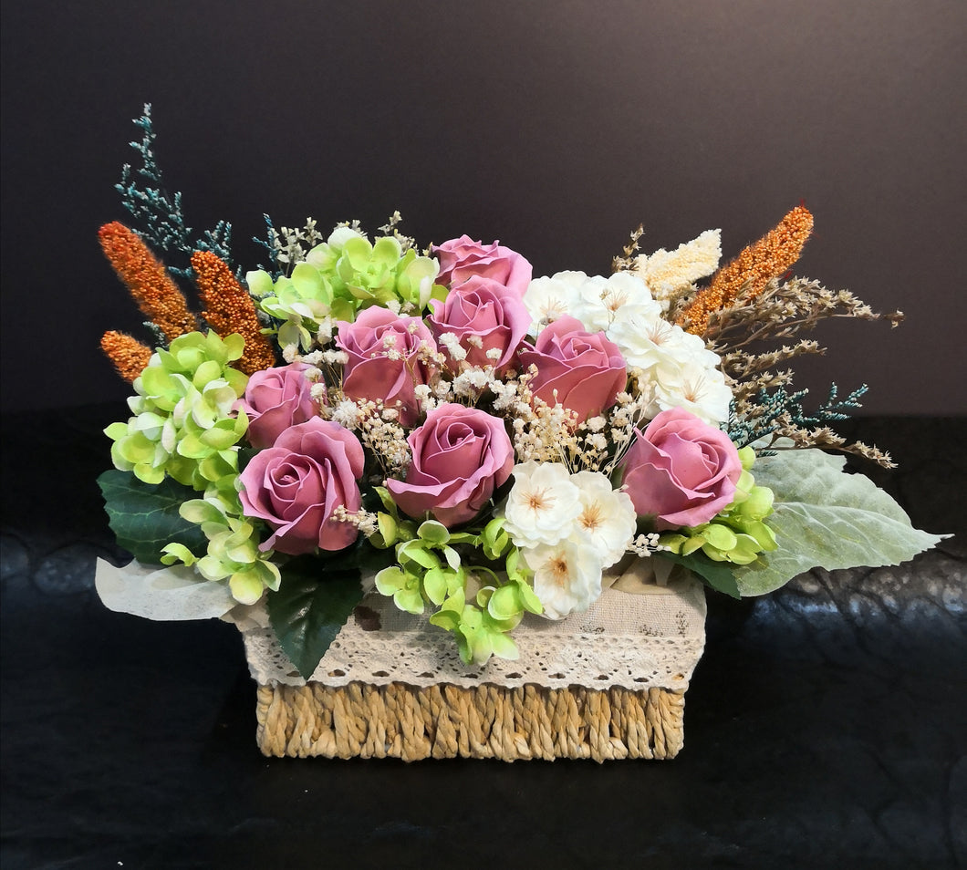 Soap flower with basket - Elegant Floral Gift Boutique
